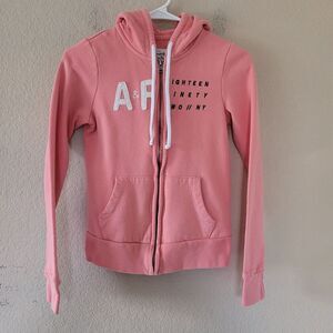 VTG Y2K 90s Abercrombie Zip Hoodie Sweater Womens Xsmall Orange Spell Out Preppy